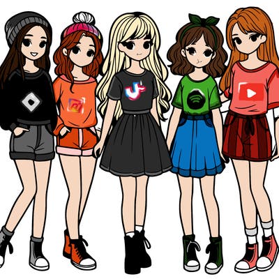 a group of five girls