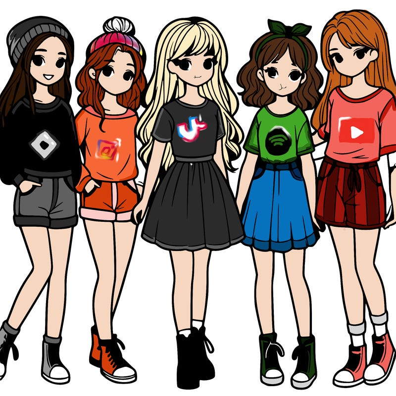 a group of five girls