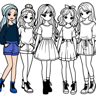 a group of five girls