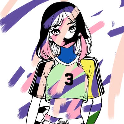 realistic girl wearing soccer jersey