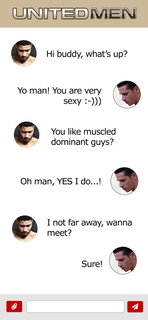 Eine private Chat-Konversation zwischen zwei Männern in der UnitedMen Interracial Dating App