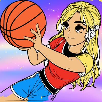 realistic girl playing basketball