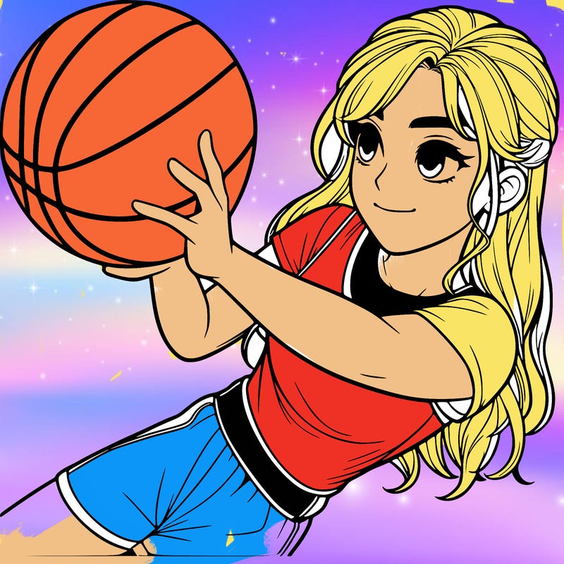 realistic girl playing basketball