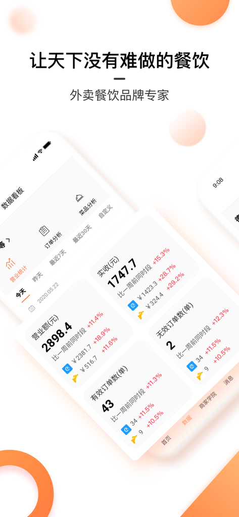 Star Chef Lightning mobile app dashboard displaying ghost kitchen revenue and delivery order statistics
