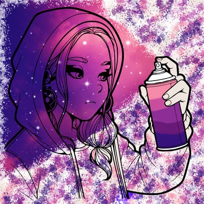 a realistic girl, spray painting