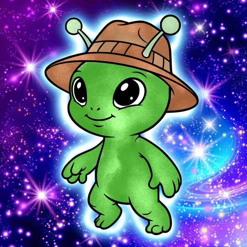 cute alien with a hat