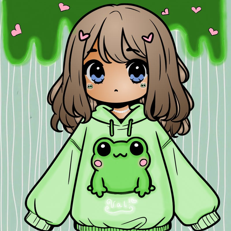girl wearing frogging sweatshirt