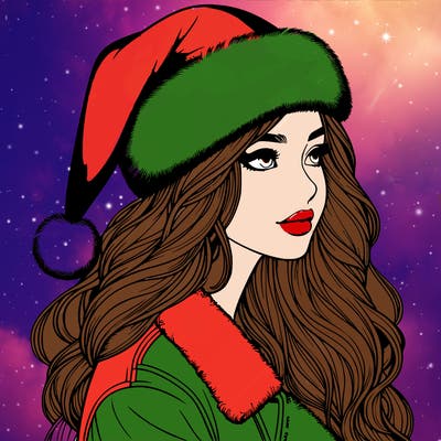 realistic girl in santa hat