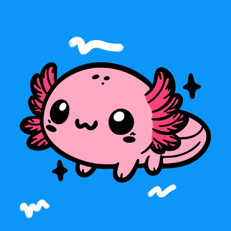 cute easy baby axolotl
