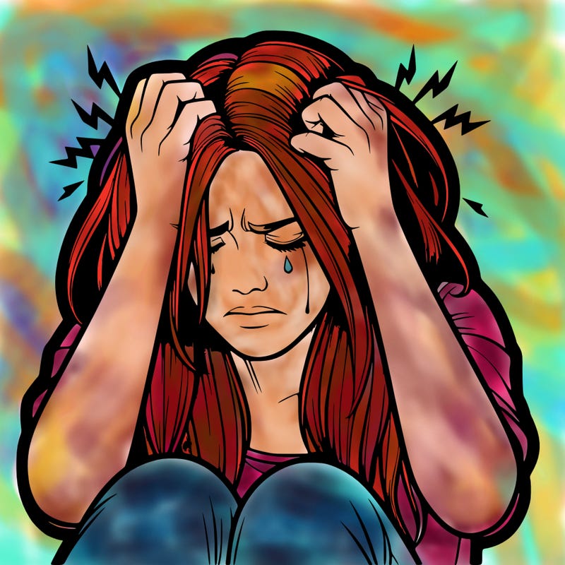 realistic girl with anxiety