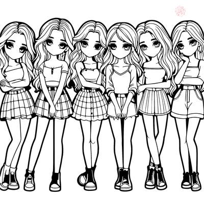 a group of girls realistic