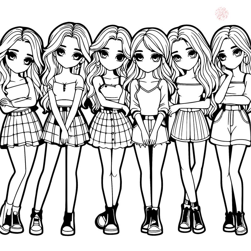 a group of girls realistic