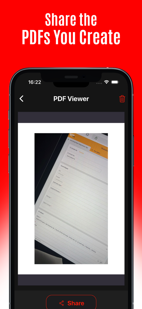 PDF Converter:  PNG to PDF - 変換されたドキュメントを示すPDFコンバーターアプリの共有画面。