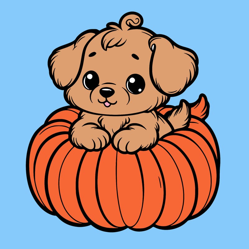 cute little puppy in a pumpkin