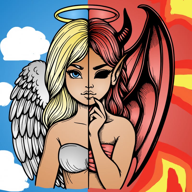 realistic angel half demon