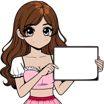 realistic pretty girl holding blank sign