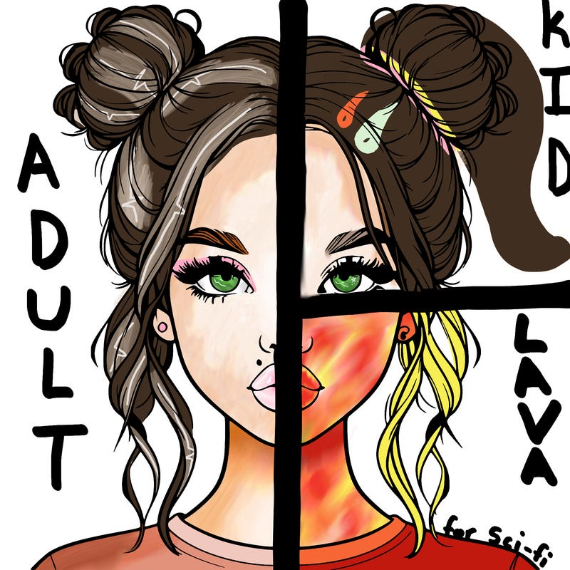 realistic girl with two buns in hair and lips