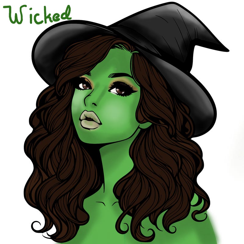 realistic witch girl with wavy hair and lips