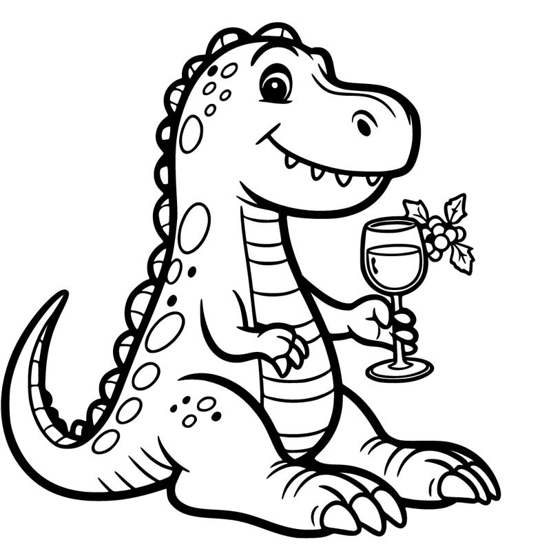 dinosaur with wine