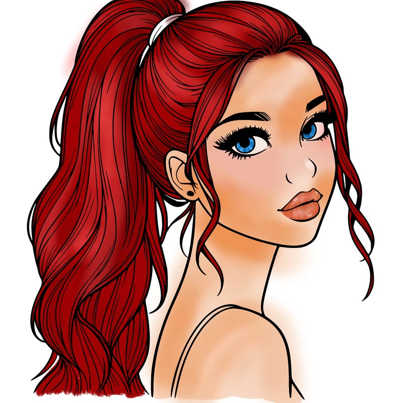 realistic pretty girl with high pony tail
