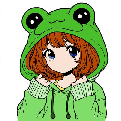 a cute teenage girl wearing a frog hoodie