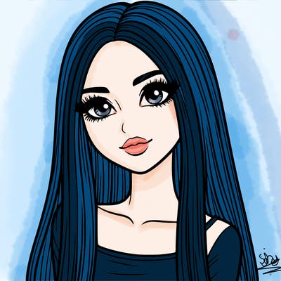 realistic girl with straight and long hair