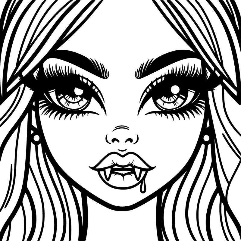 beautiful vampire with thin thin brows and big juicy lips