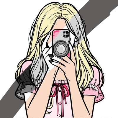 a realistic girl holding her phone taking pictures
