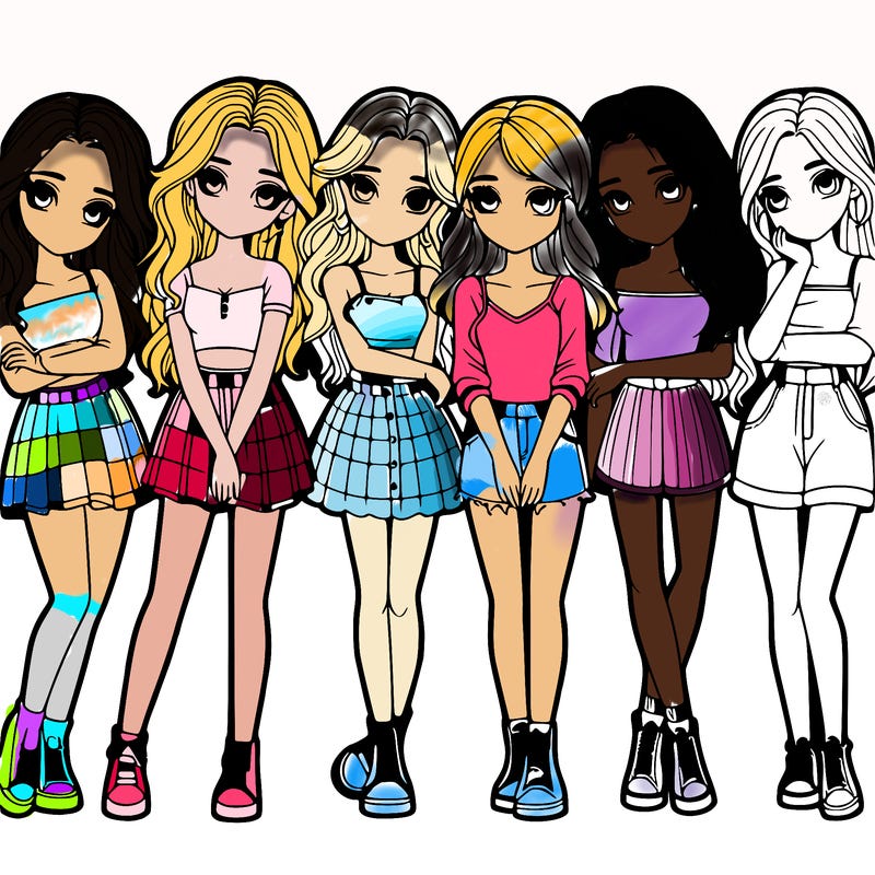 a group of girls realistic