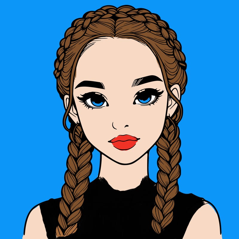 realistic girl with braids