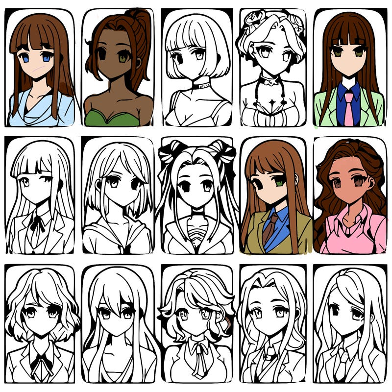 girls that look diffrent anime