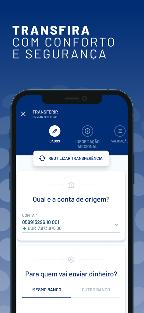 BAI Europa Directo - Schermata di trasferimento di denaro dell'app BAI Europa Directo