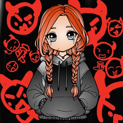 a realistic girl with a oversized hoodie and she has braids