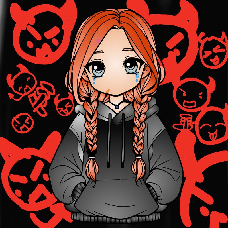 a realistic girl with a oversized hoodie and she has braids