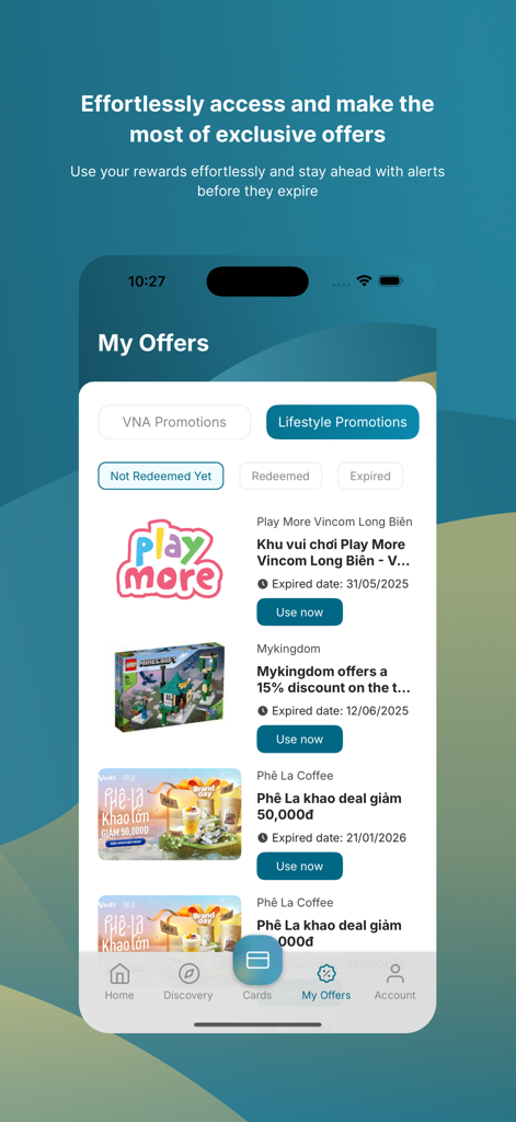 Lotusmiles - Vietnam Airlines - Lotusmiles app interface displaying exclusive lifestyle promotions and rewards for users