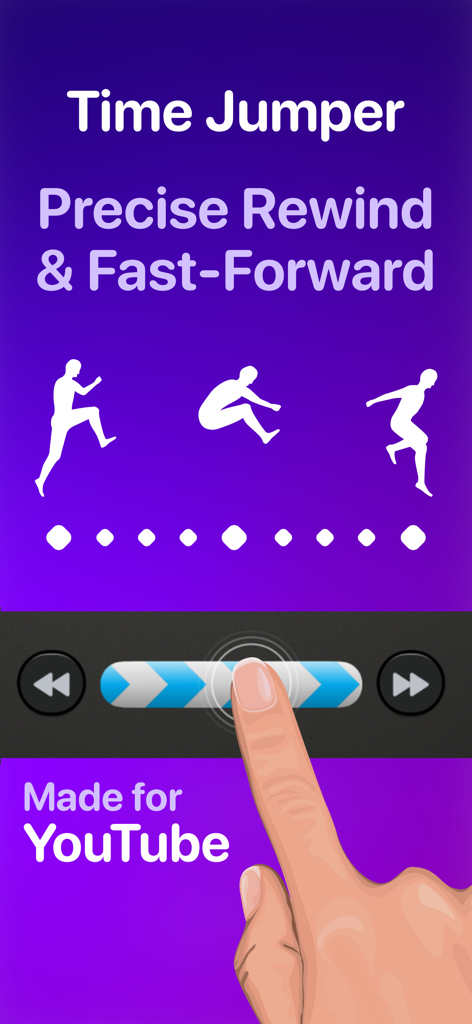 Interface showing the Time Jumper feature for precise rewind and fast forward on YouTube