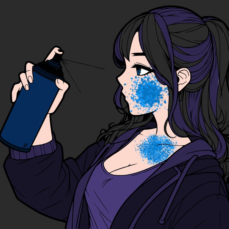 a realistic girl spray, painting