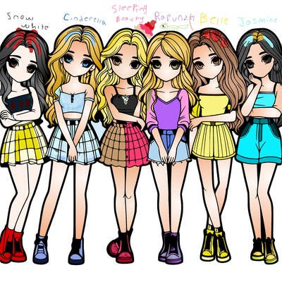 a group of girls realistic