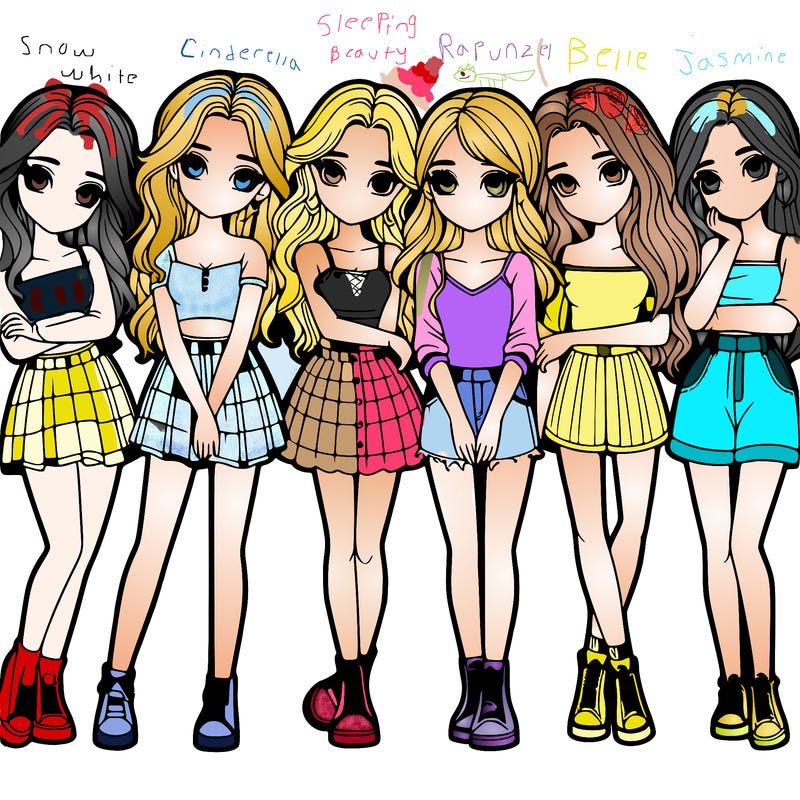 a group of girls realistic
