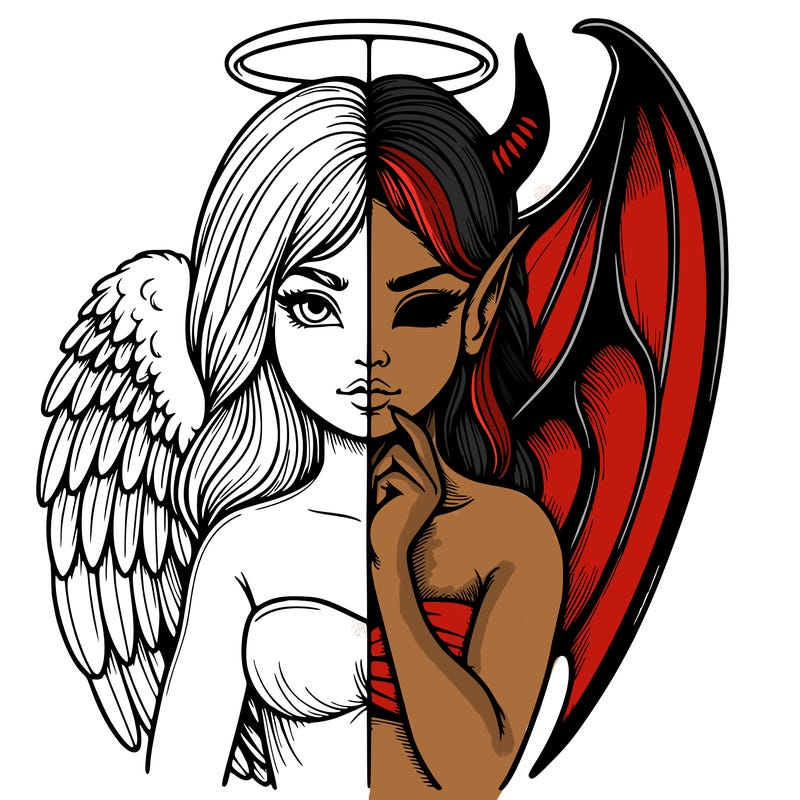 realistic angel half demon