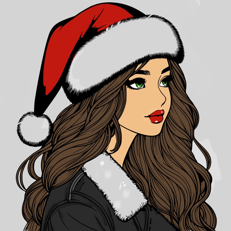 realistic girl in santa hat