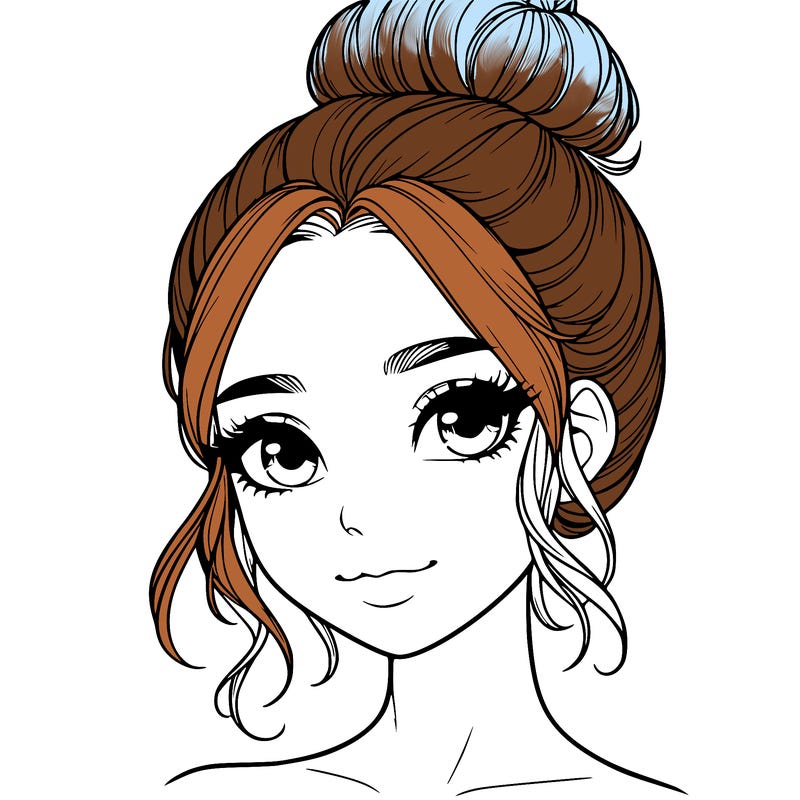 realistic pretty girl with hair in bun