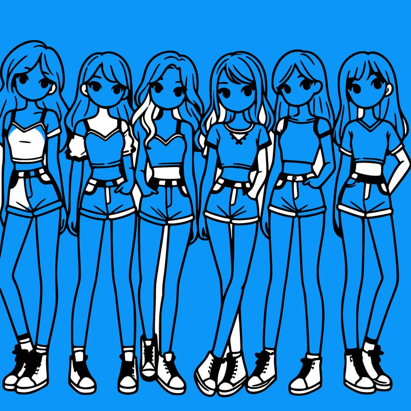 a group of girls wearing crop tops and shorts