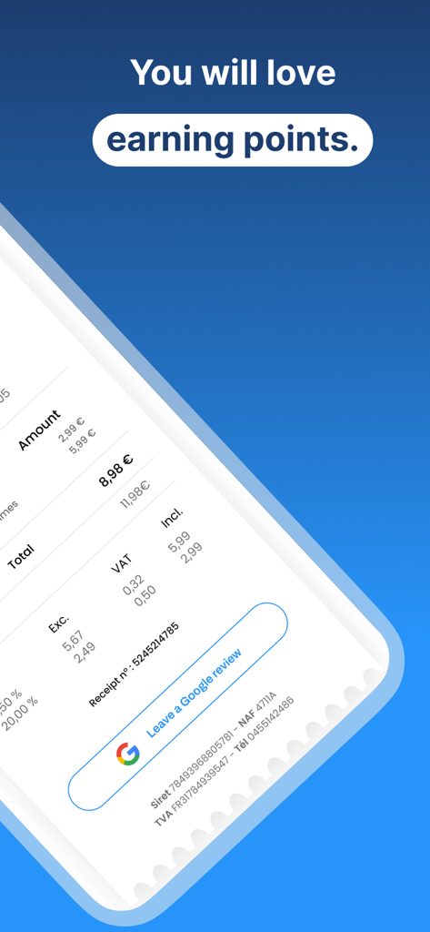 CHECK - Your digital receipts - Digital receipt details and loyalty points message in the CHECK app interface