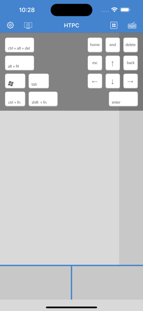 VMouse - VNC Remote Mouse - VMouse app interface with PC shortcut keys and trackpad for remote HTPC control