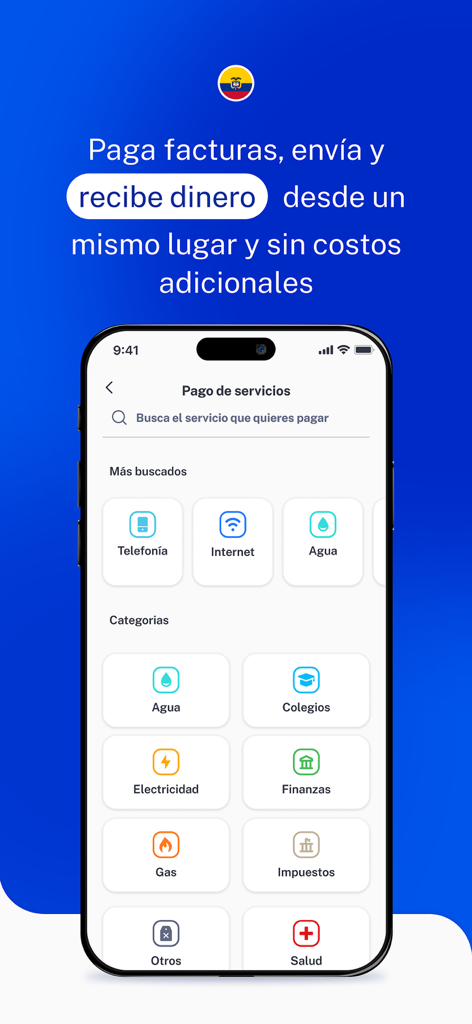 Ualá - Pantalla de la aplicación Ualá mostrando opciones para pagar facturas de servicios públicos y servicios en Colombia