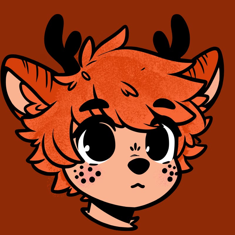 a humanoid deer with soft fluffy ears