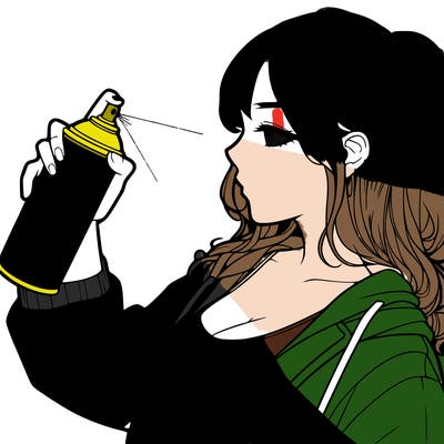 a realistic girl spray, painting
