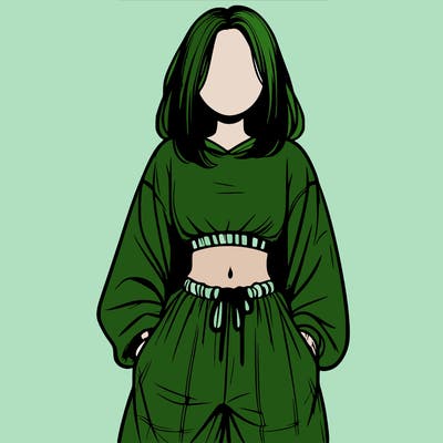 realistic girl faceless with baggy pants and a crop top