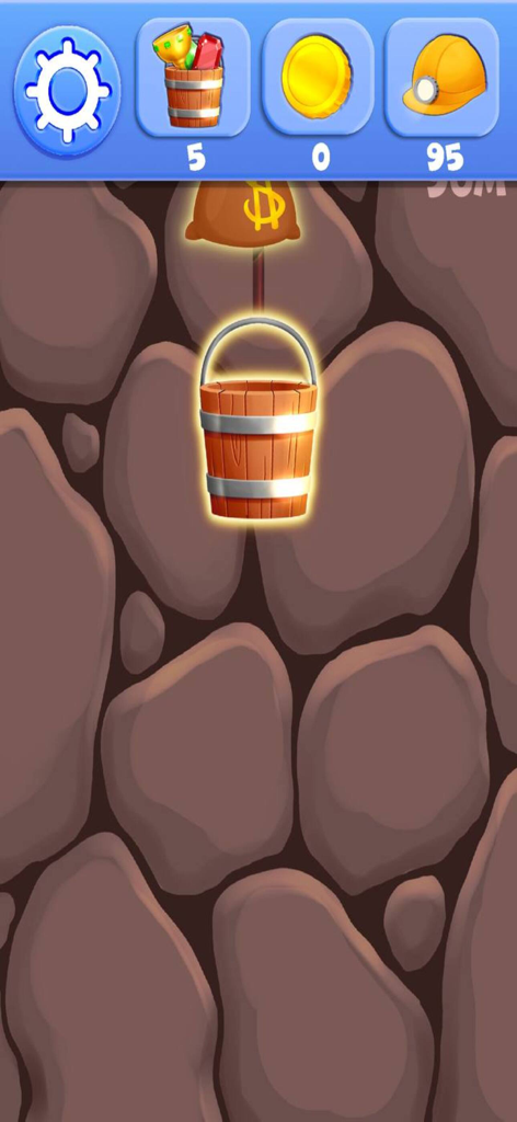 Wishing Well : Wonders - A wooden bucket descending into a stone well to collect treasures in the Wishing Well Wonders mobile game.